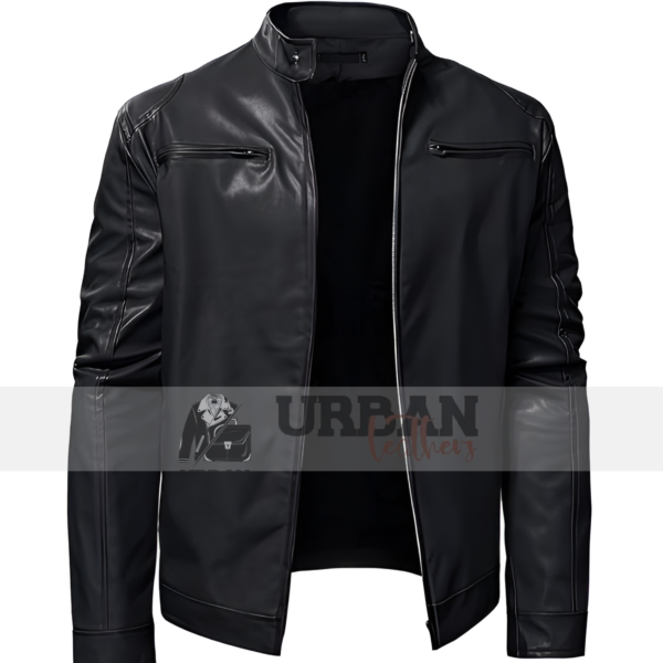 Men's premium genuine leather sport business jacket, thicken coat for daily wear, perfect for casual and professional occasions.