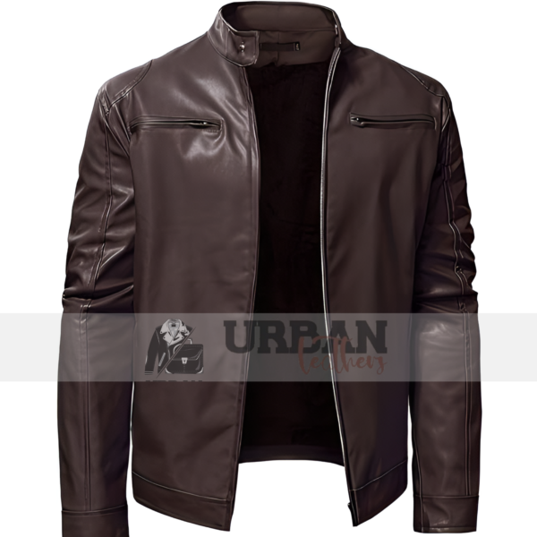 Men's premium genuine leather sport business jacket, thicken coat for daily wear, perfect for casual and professional occasions.