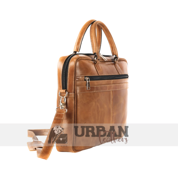 Retro cowhide leather laptop bag with comfortable shoulder strap