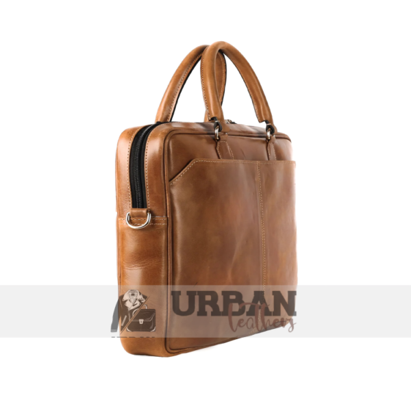 Retro cowhide leather laptop bag with comfortable shoulder strap