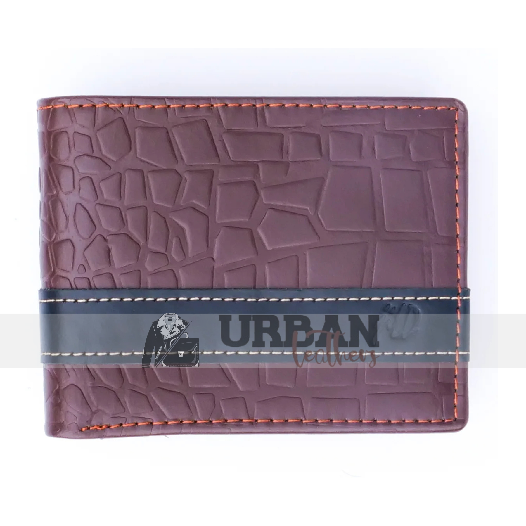 Brown croc-embossed leather wallet for men with a sleek design