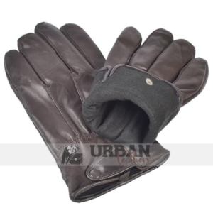 Premium leather winter gloves for men with soft fleece lining, designed for warmth and comfort in cold weather.