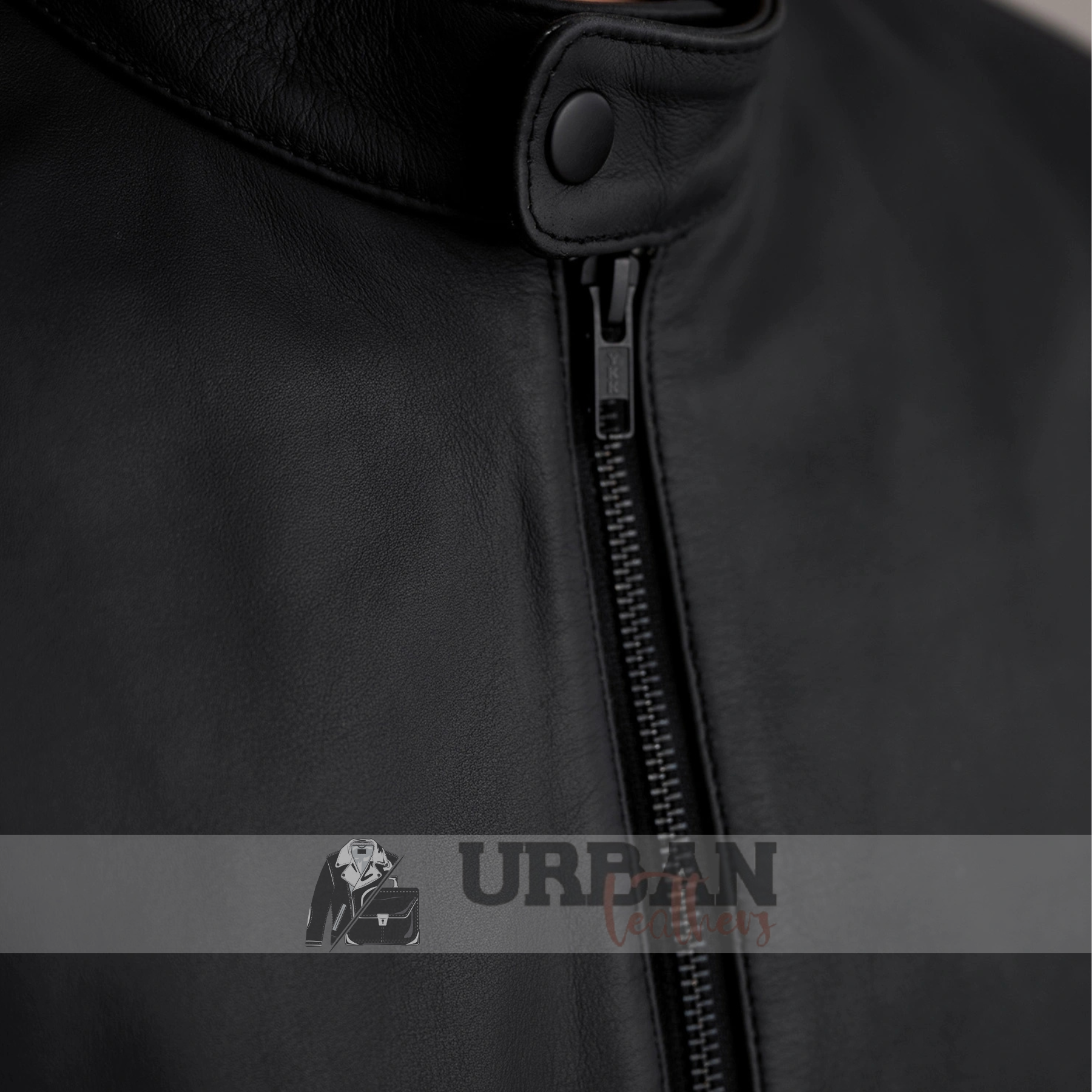 Men's Brown Leather Bomber Jacket with a timeless design.