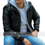 Men's Leather Jacket with Hoodie Image