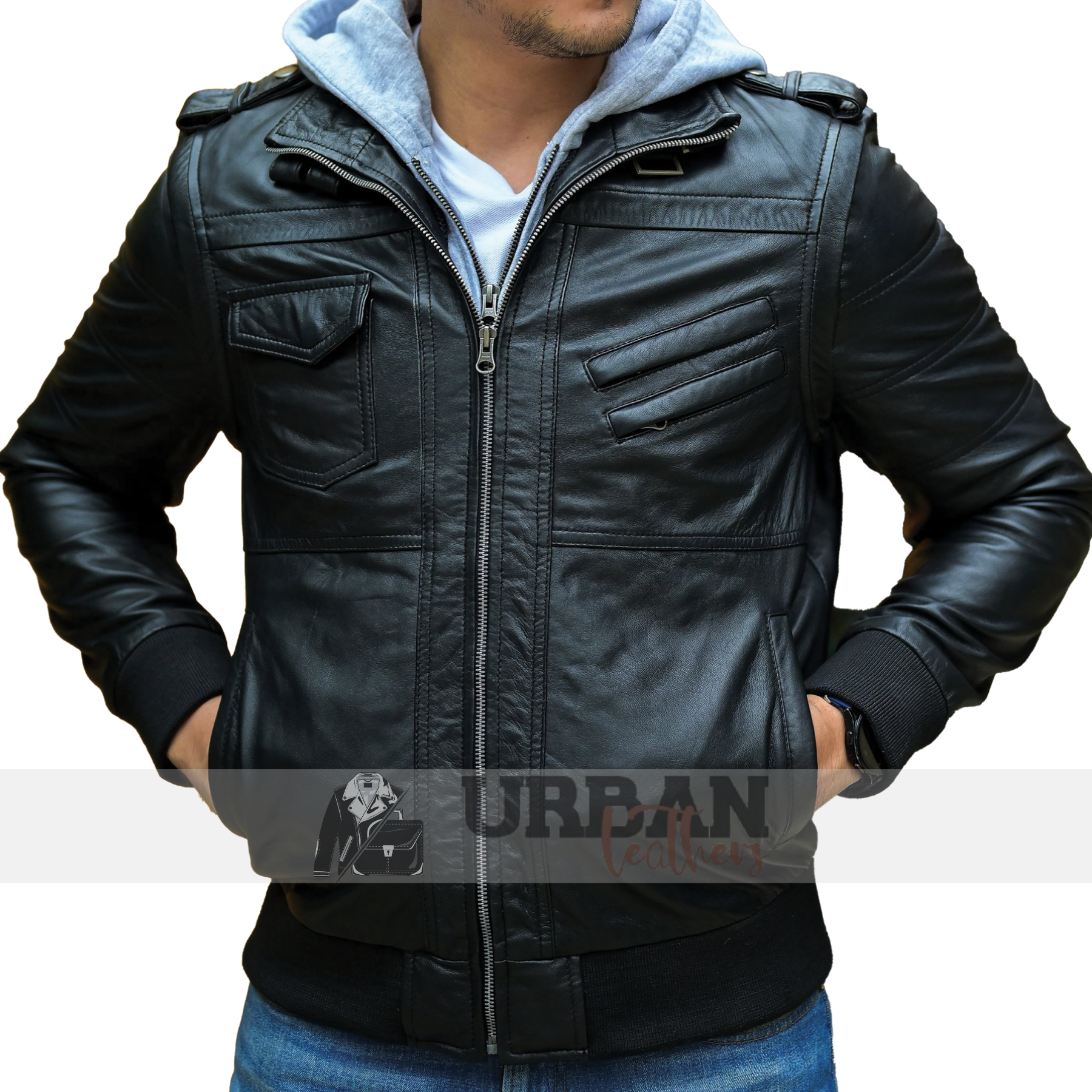 Fashionable Casual Outerwear Men's Leather Jacket