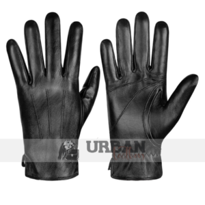 Premium Black Leather Gloves for Men and Women – stylish, warm, and comfortable winter accessory.