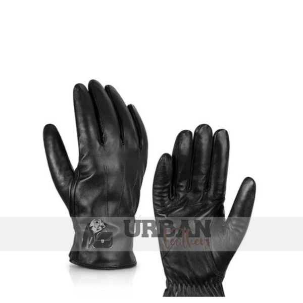 Premium Black Leather Gloves for Men and Women – stylish, warm, and comfortable winter accessory.