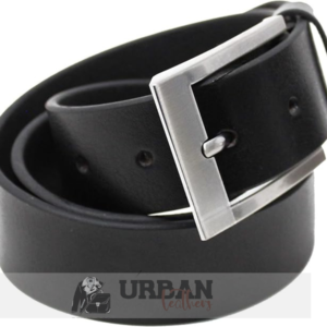 Stylish leather belt with a sleek metal buckle for men.