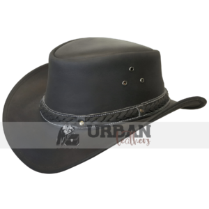 Embrace Western style with a sleek black cowboy hat and braided band!