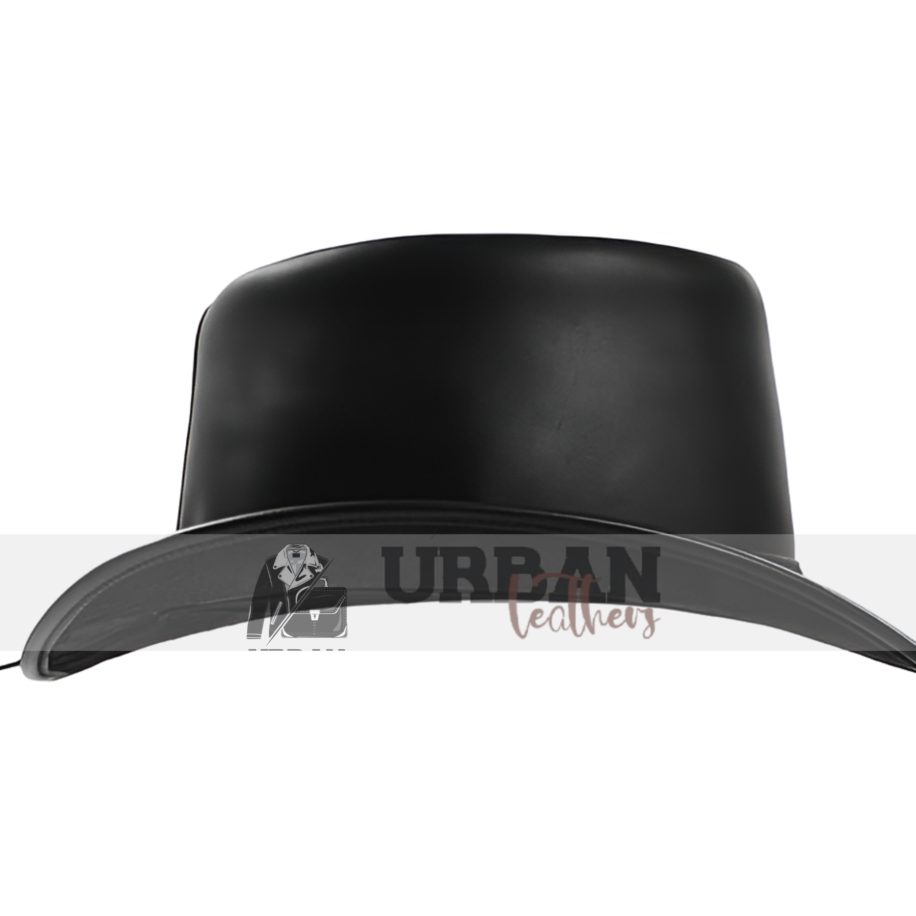 Ultimate black leather top hat with sleek design and stylish finish.