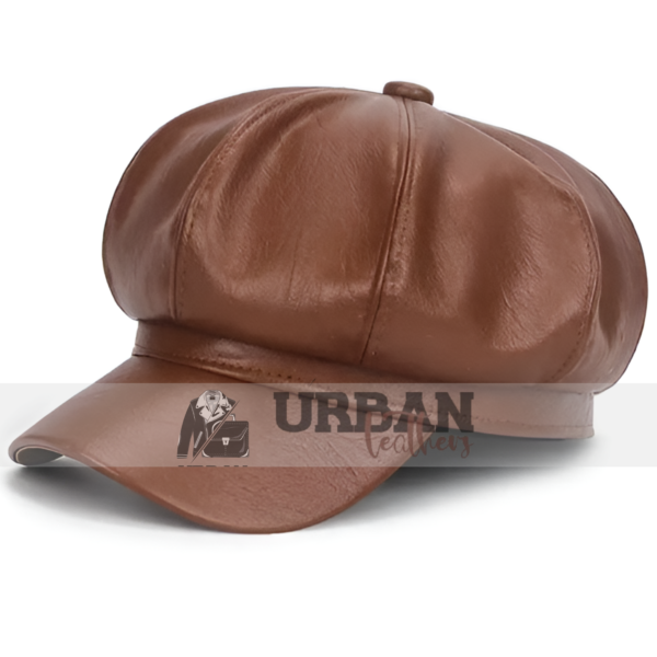 Women's outdoor leather beret flat cap for a stylish and durable look.