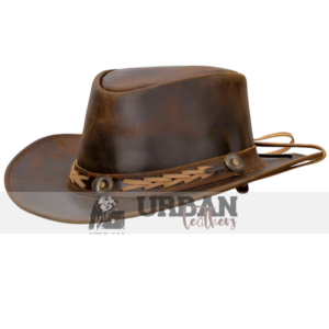 Handcrafted Genuine Leather Western Cowboy Hat with rustic charm and timeless style.