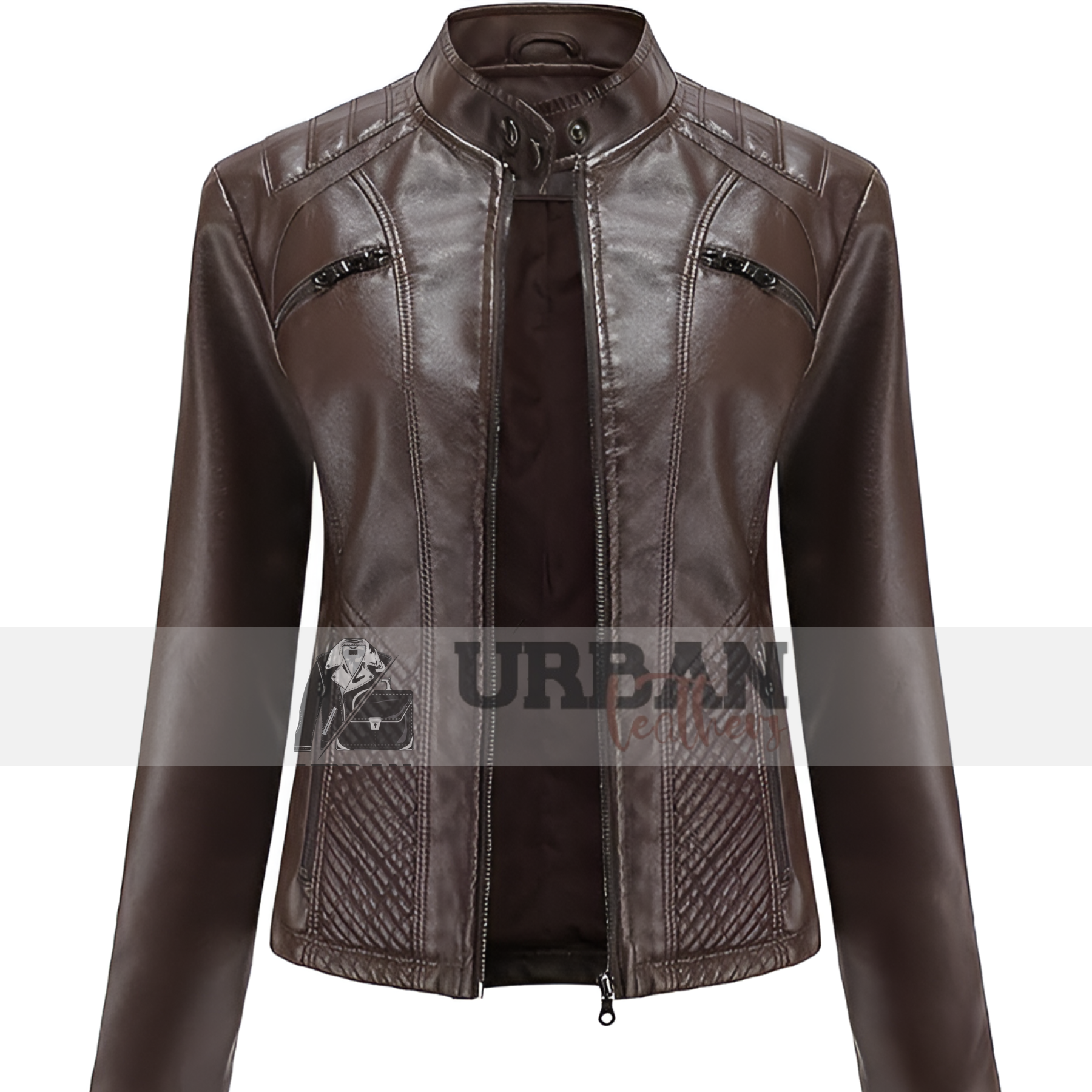 Women's Casual Moto Leather Jacket - Stylish and durable for everyday wear.