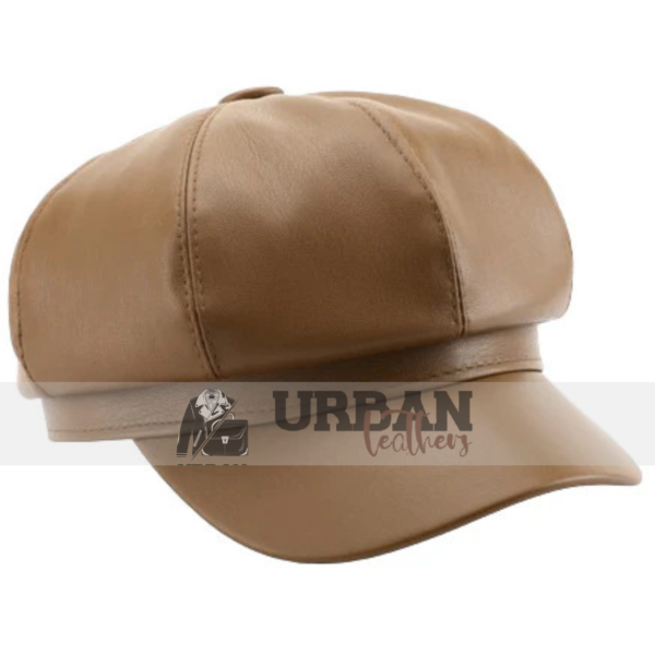 Women's outdoor leather beret flat cap for a stylish and durable look.