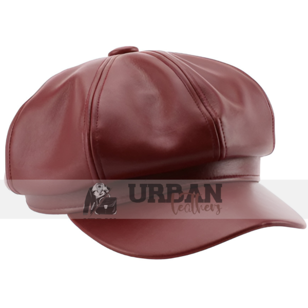 Women's outdoor leather beret flat cap for a stylish and durable look.