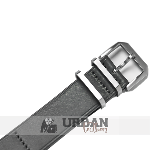 High-quality sleek grey leather NATO strap for watches.